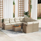Gartensofa-set mit Kissen 9 pcs Beige Poly-Rattan
