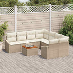 Gartensofa-set mit Kissen 9 pcs Beige Poly-Rattan