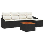 Gartensofa-set mit Kissen 6 pcs Schwarz Poly-Rattan