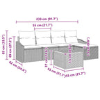 Gartensofa-set mit Kissen 6 pcs Schwarz Poly-Rattan