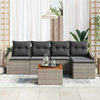 Gartensofa-set mit Kissen 6 pcs Grau Poly-Rattan