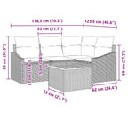 Gartensofa-set mit Kissen 5 pcs Schwarz Poly-Rattan