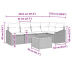 Gartensofa-set mit Kissen 6 pcs Grau Poly-Rattan
