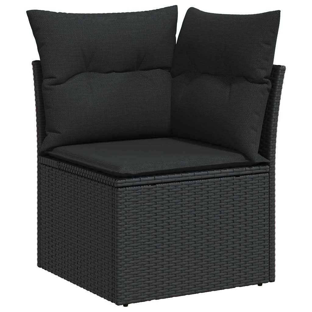 Gartensofa-set mit Kissen 6 pcs Schwarz Poly-Rattan
