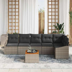 Gartensofa-set mit Kissen 7 pcs Grau Poly-Rattan