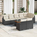 Gartensofa-set mit Kissen 9 pcs Schwarz Poly-Rattan