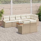 Gartensofa-set mit Kissen 9 pcs Beige Poly-Rattan