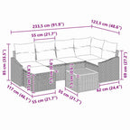 Gartensofa-set mit Kissen 7 pcs Schwarz Poly-Rattan