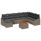 Gartensofa-set mit Kissen 9 pcs Grau Poly-Rattan