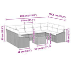 Gartensofa-set mit Kissen 10 pcs Grau Poly-Rattan