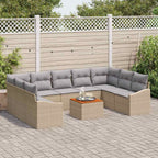 Gartensofa-set mit Kissen 10 pcs Beige Poly-Rattan