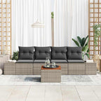 Gartensofa-set mit Kissen 5 pcs Grau Poly-Rattan