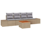 Gartensofa-set mit Kissen 5 pcs Beige Poly-Rattan
