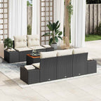 Gartensofa-set mit Kissen 6 pcs Schwarz Poly-Rattan