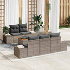 Gartensofa-set mit Kissen 6 pcs Grau Poly-Rattan