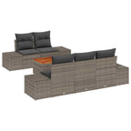 Gartensofa-set mit Kissen 6 pcs Grau Poly-Rattan