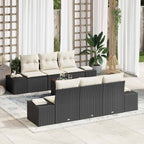 Gartensofa-set mit Kissen 7 pcs Schwarz Poly-Rattan