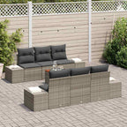 Gartensofa-set mit Kissen 7 pcs Grau Poly-Rattan