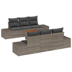 Gartensofa-set mit Kissen 7 pcs Grau Poly-Rattan