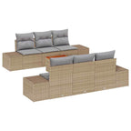 Gartensofa-set mit Kissen 7 pcs Beige Poly-Rattan