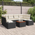 Gartensofa-set mit Kissen 7 pcs Schwarz Poly-Rattan