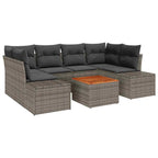 Gartensofa-set mit Kissen 7 pcs Grau Poly-Rattan