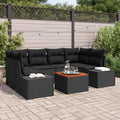 Gartensofa-set mit Kissen 7 pcs Schwarz Poly-Rattan