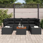 Gartensofa-set mit Kissen 7 pcs Schwarz Poly-Rattan