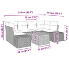 Gartensofa-set mit Kissen 7 pcs Schwarz Poly-Rattan
