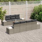 Gartensofa-set mit Kissen 8 pcs Grau Poly-Rattan