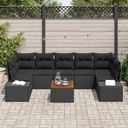 Gartensofa-set mit Kissen 8 pcs Schwarz Poly-Rattan