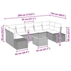 Gartensofa-set mit Kissen 8 pcs Schwarz Poly-Rattan