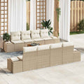 Gartensofa-set mit Kissen 9 pcs Beige Poly-Rattan