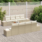 Gartensofa-set mit Kissen 9 pcs Beige Poly-Rattan