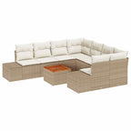 Gartensofa-set mit Kissen 9 pcs Beige Poly-Rattan