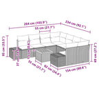 Gartensofa-set mit Kissen 9 pcs Beige Poly-Rattan