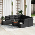 Gartensofa-set mit Kissen 9 pcs Schwarz Poly-Rattan