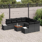 Gartensofa-set mit Kissen 9 pcs Schwarz Poly-Rattan