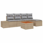 Gartensofa-set mit Kissen 6 pcs Beige Poly-Rattan