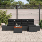 Gartensofa-set mit Kissen 6 pcs Schwarz Poly-Rattan