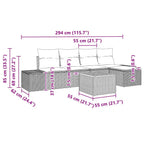 Gartensofa-set mit Kissen 6 pcs Schwarz Poly-Rattan