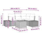 Gartensofa-set mit Kissen 5 pcs Schwarz Poly-Rattan