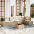 Gartensofa-set mit Kissen 7 pcs Beige Poly-Rattan
