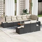 Gartensofa-set mit Kissen 9 pcs Schwarz Poly-Rattan