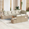 Gartensofa-set mit Kissen 9 pcs Beige Poly-Rattan