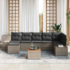 Gartensofa-set mit Kissen 8 pcs Grau Poly-Rattan