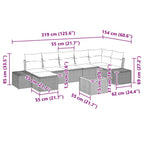Gartensofa-set mit Kissen 8 pcs Grau Poly-Rattan