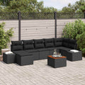 Gartensofa-set mit Kissen 8 pcs Schwarz Poly-Rattan