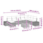 Gartensofa-set mit Kissen 9 pcs Beige Poly-Rattan