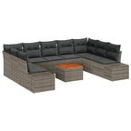 Gartensofa-set mit Kissen 10 pcs Grau Poly-Rattan